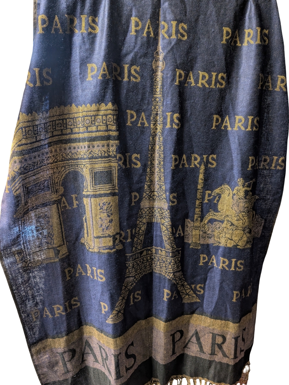 Paris Themed Navy & Gold Scarf